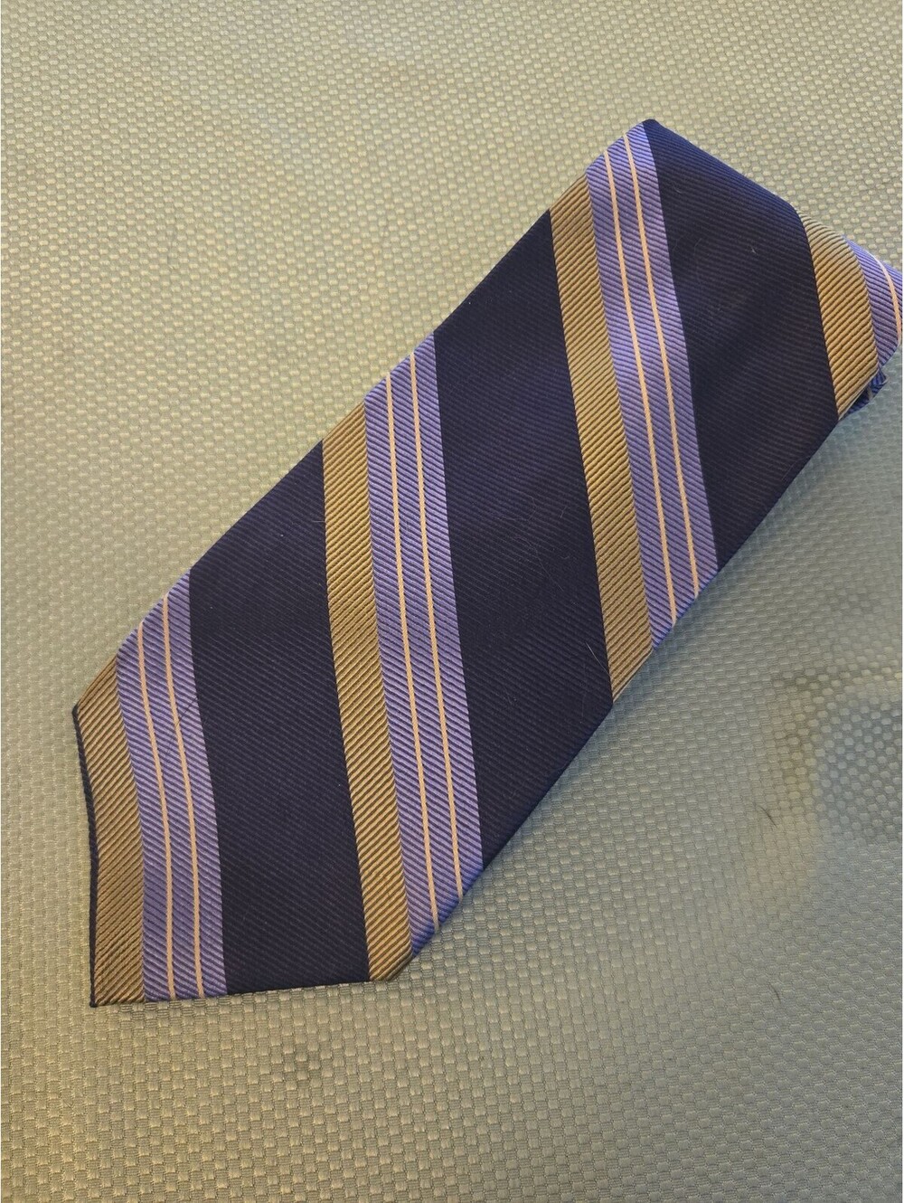 Jos. A. Bank Blue and Gold Striped Silk Necktie - Picture 5 of 7
